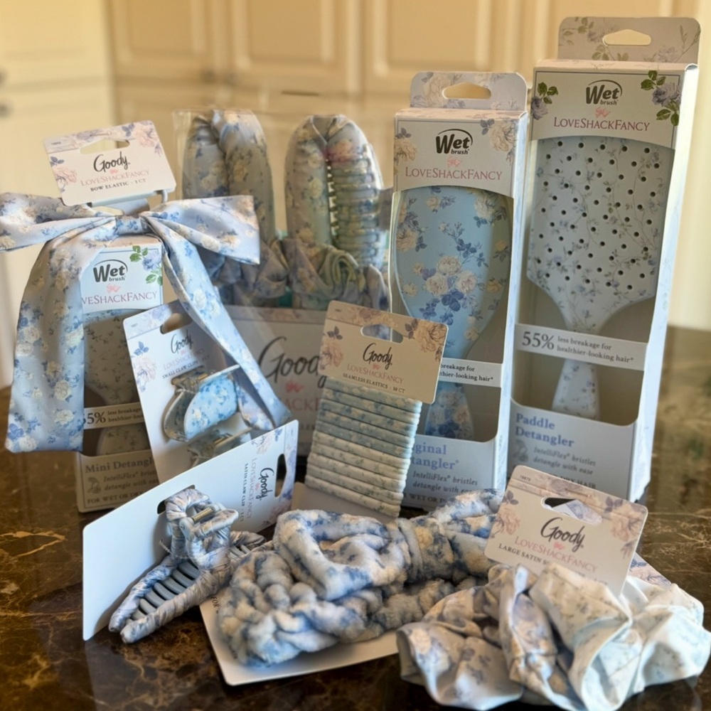 LoveShackFancy x Wet Brush Mini and paddle Detangler plus scrunchie set